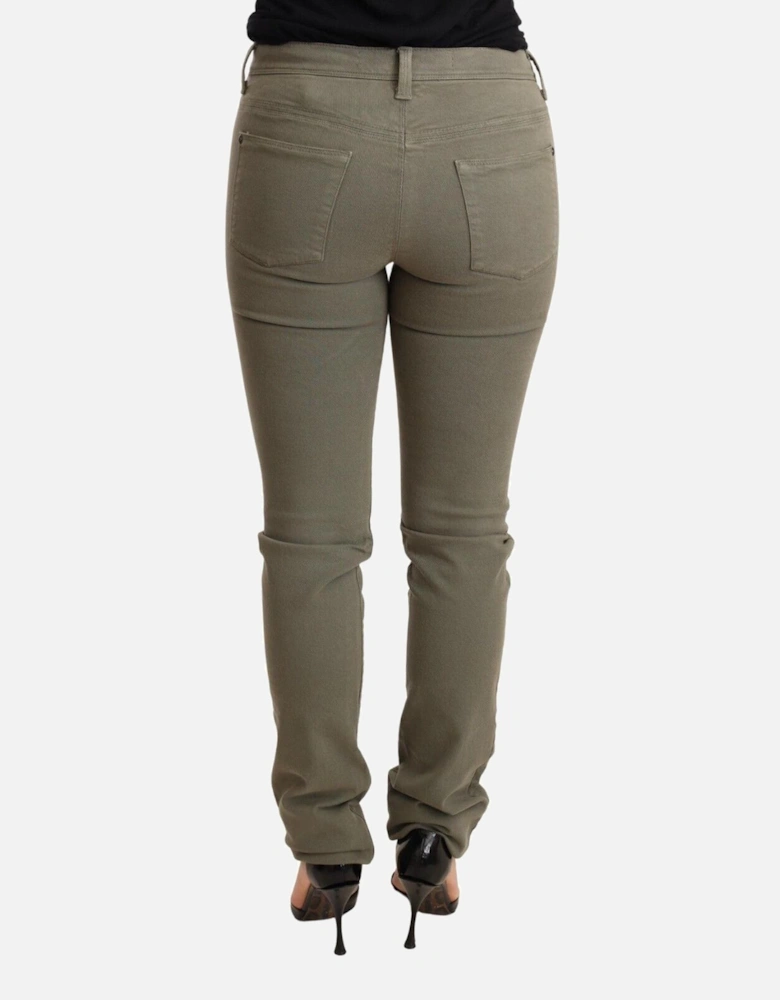 Low Waist Skinny Cotton Stretch Jeans Women - Green Jeans