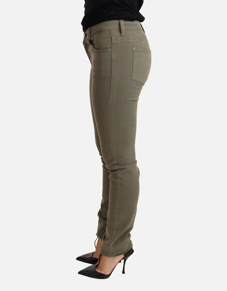 Low Waist Skinny Cotton Stretch Jeans Women - Green Jeans