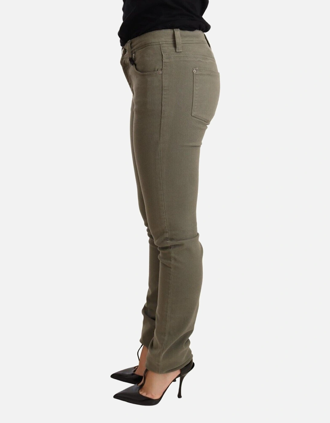 Low Waist Skinny Cotton Stretch Jeans Women - Green Jeans
