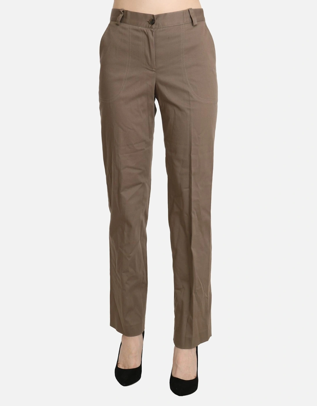 High Waist Straight Cotton Pants Women - Brown Jeans, 5 of 4