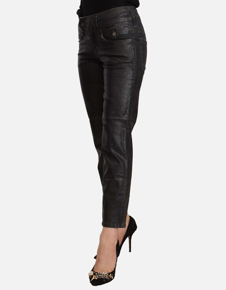 Glitter Cropped Jeans Women - Black Jeans