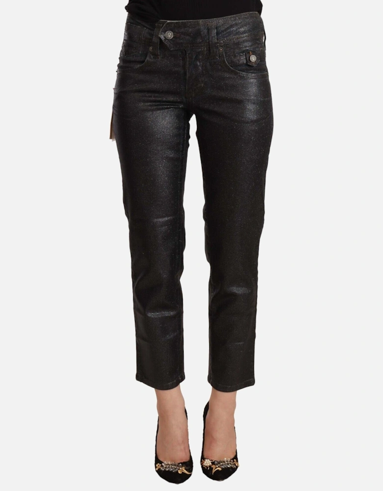 Glitter Cropped Jeans Women - Black Jeans
