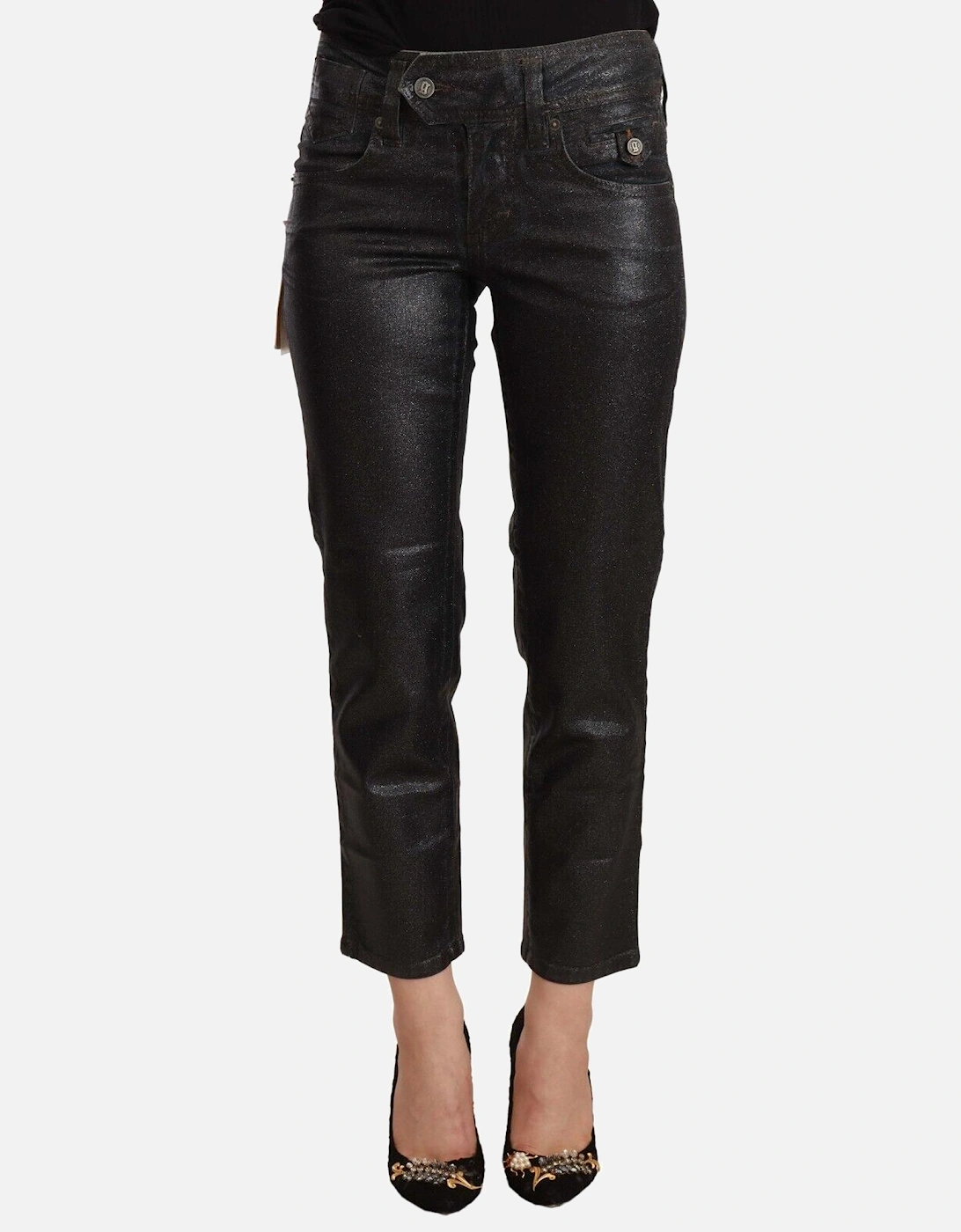 Glitter Cropped Jeans Women - Black Jeans, 4 of 3