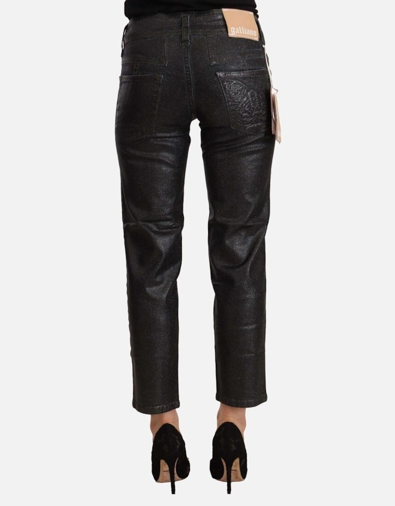 Glitter Cropped Jeans Women - Black Jeans