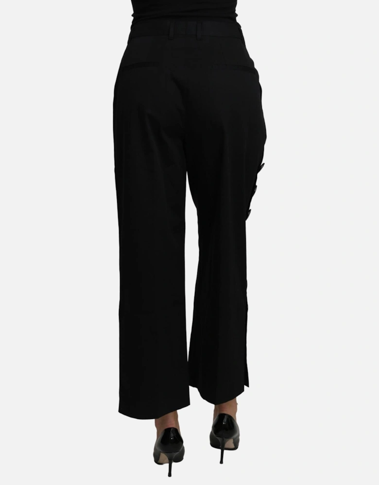 Dolce Gabbana Cropped Trousers Side Button Pants Women - Black Jeans