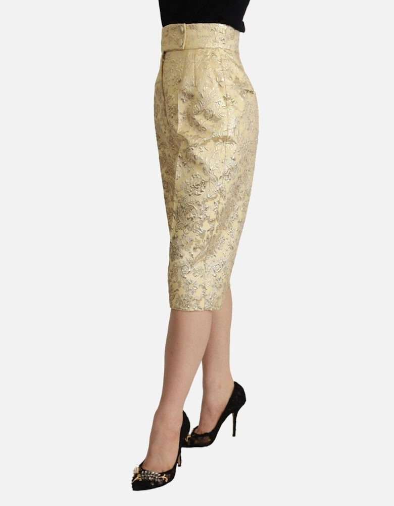 Tailored Shorts Floral Print High Waist Women - Beige Jeans
