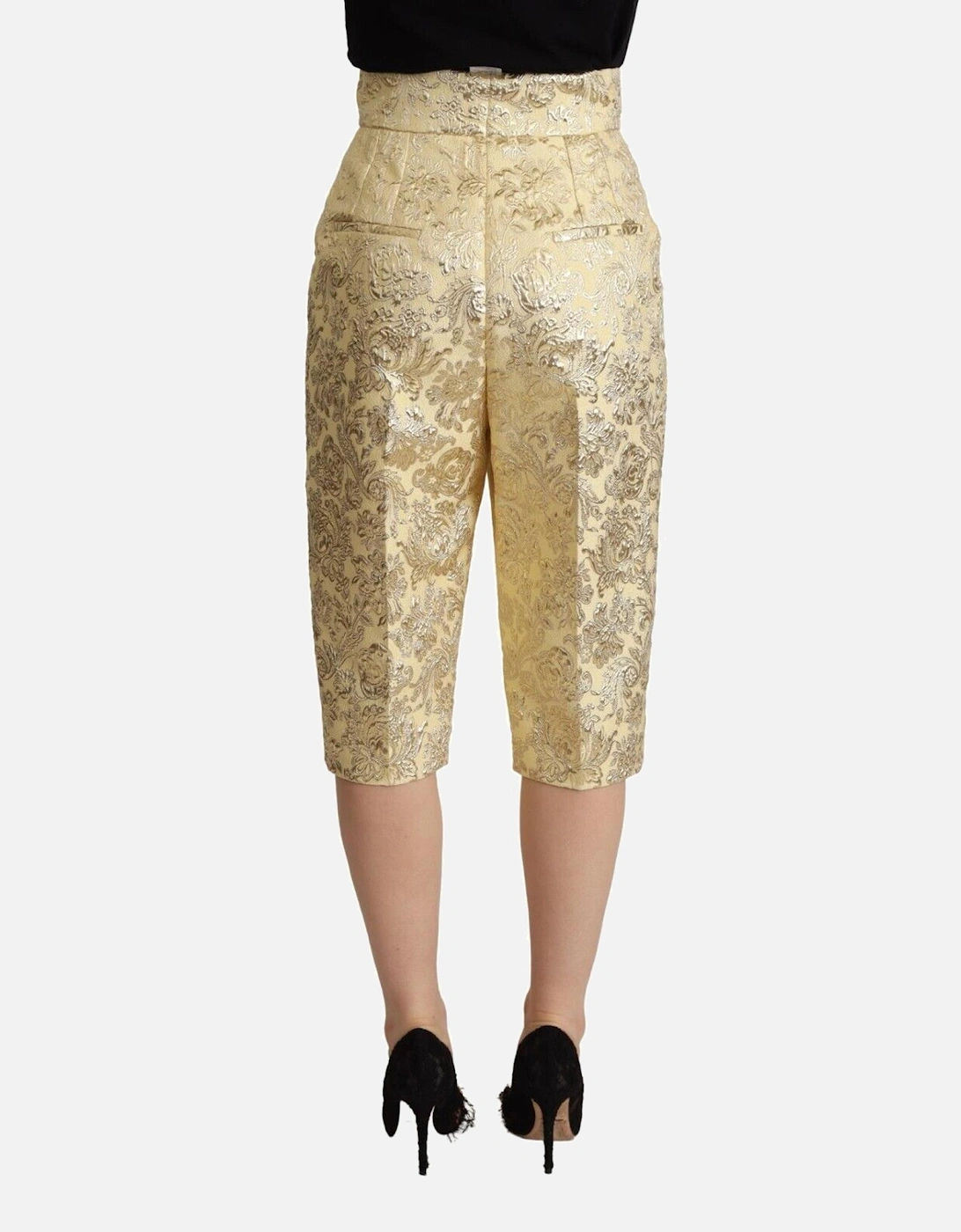Tailored Shorts Floral Print High Waist Women - Beige Jeans