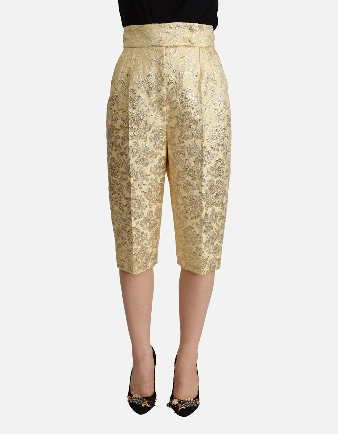 Tailored Shorts Floral Print High Waist Women - Beige Jeans, 4 of 3