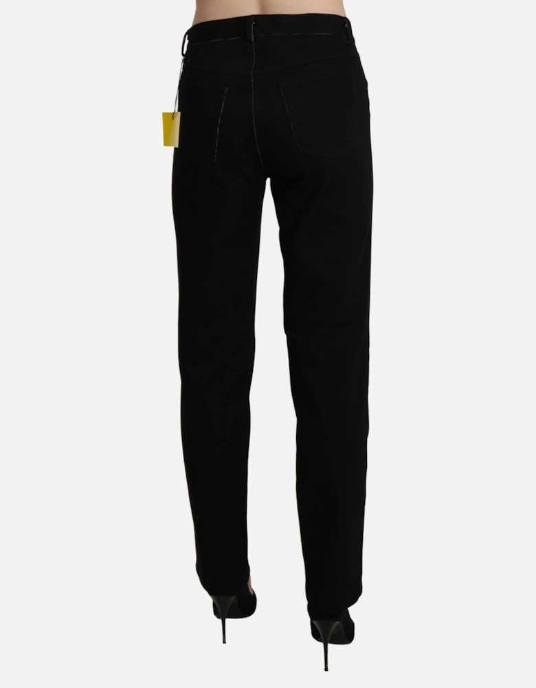 High Waist Straight Cotton Pants Women - Black Jeans