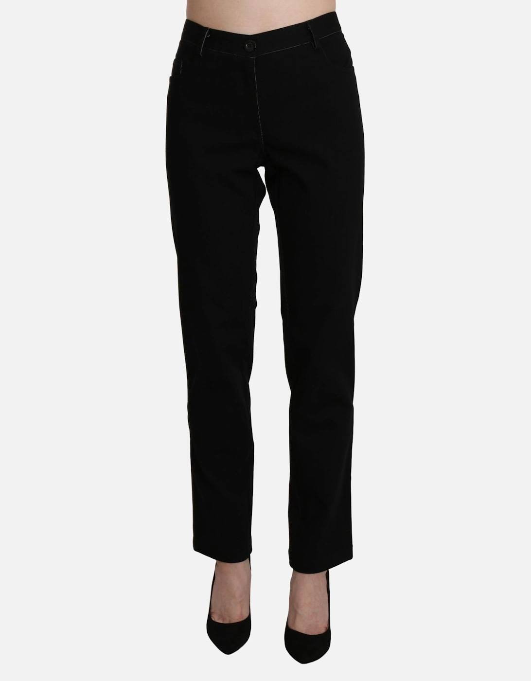 High Waist Straight Cotton Pants Women - Black Jeans, 5 of 4