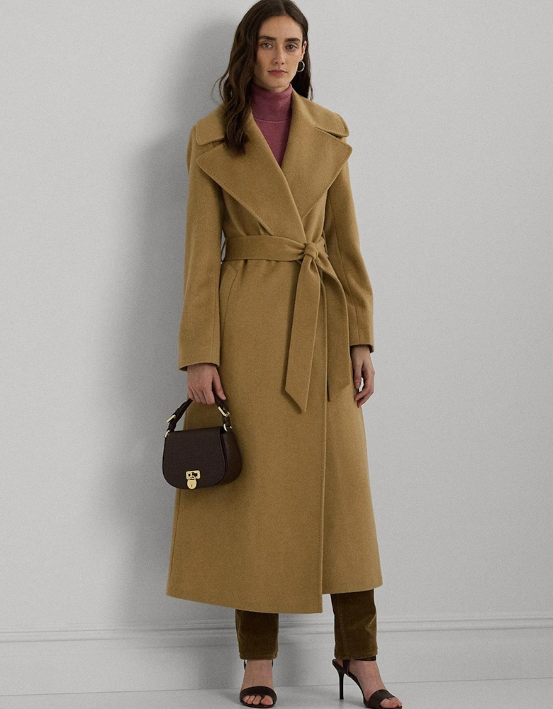 Wool Wrap Coat - Brown