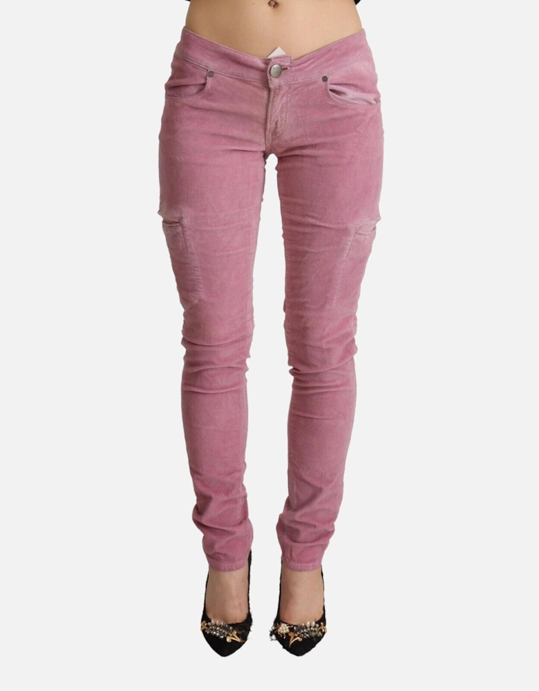 Corduroy Skinny Jeans Pink Women Jeans