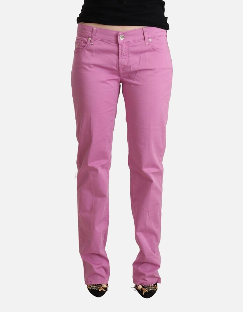PAN72234 Pink Straight Leg Pants Women Jeans