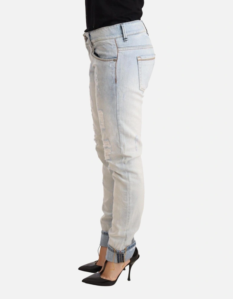 Distressed Jeans Straight Leg Women - Light-Blue Jeans