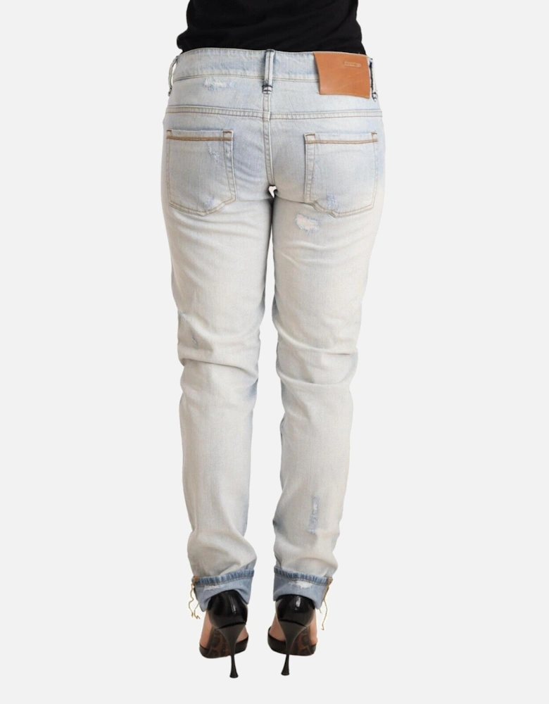 Distressed Jeans Straight Leg Women - Light-Blue Jeans