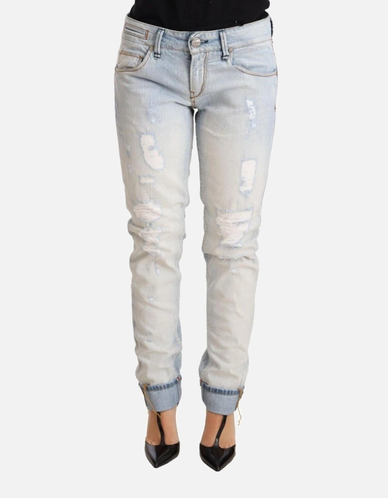 Distressed Jeans Straight Leg Women - Light-Blue Jeans