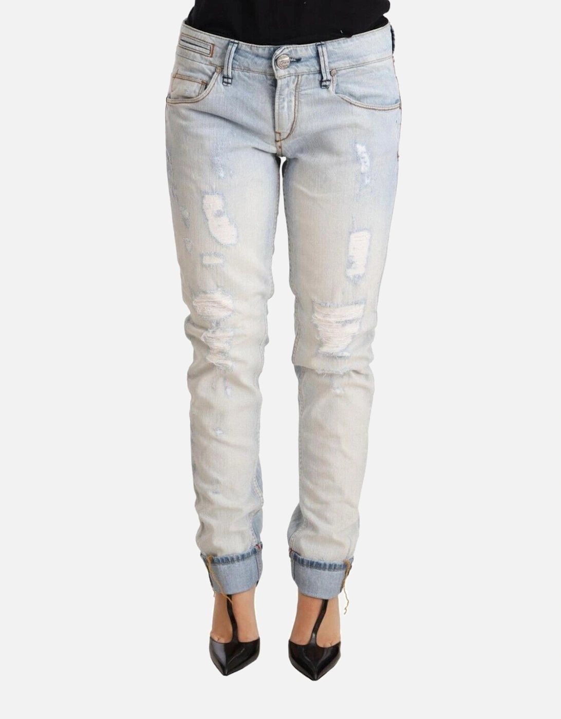 Distressed Jeans Straight Leg Women - Light-Blue Jeans, 5 of 4
