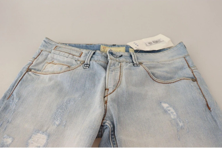 Distressed Jeans Straight Leg Women - Light-Blue Jeans