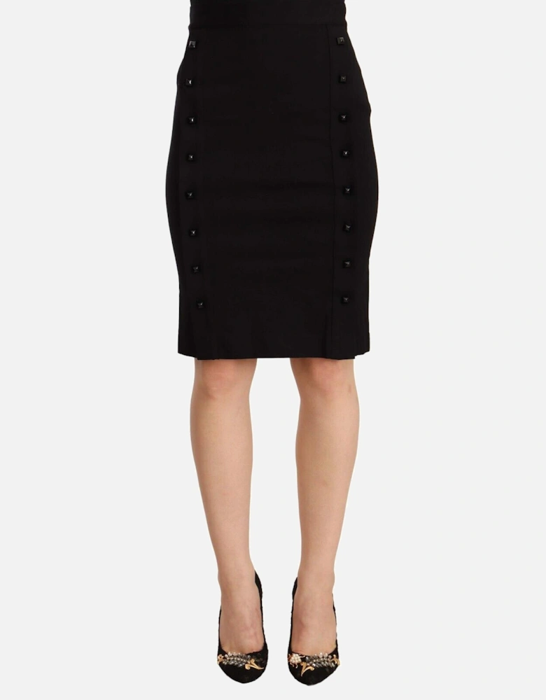 Pencil Skirt Side Button Detail Women - Black