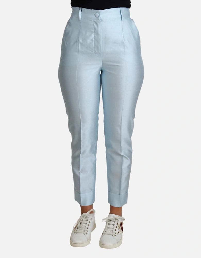 Dolce Gabbana Light Blue Silk Trousers Women Jeans