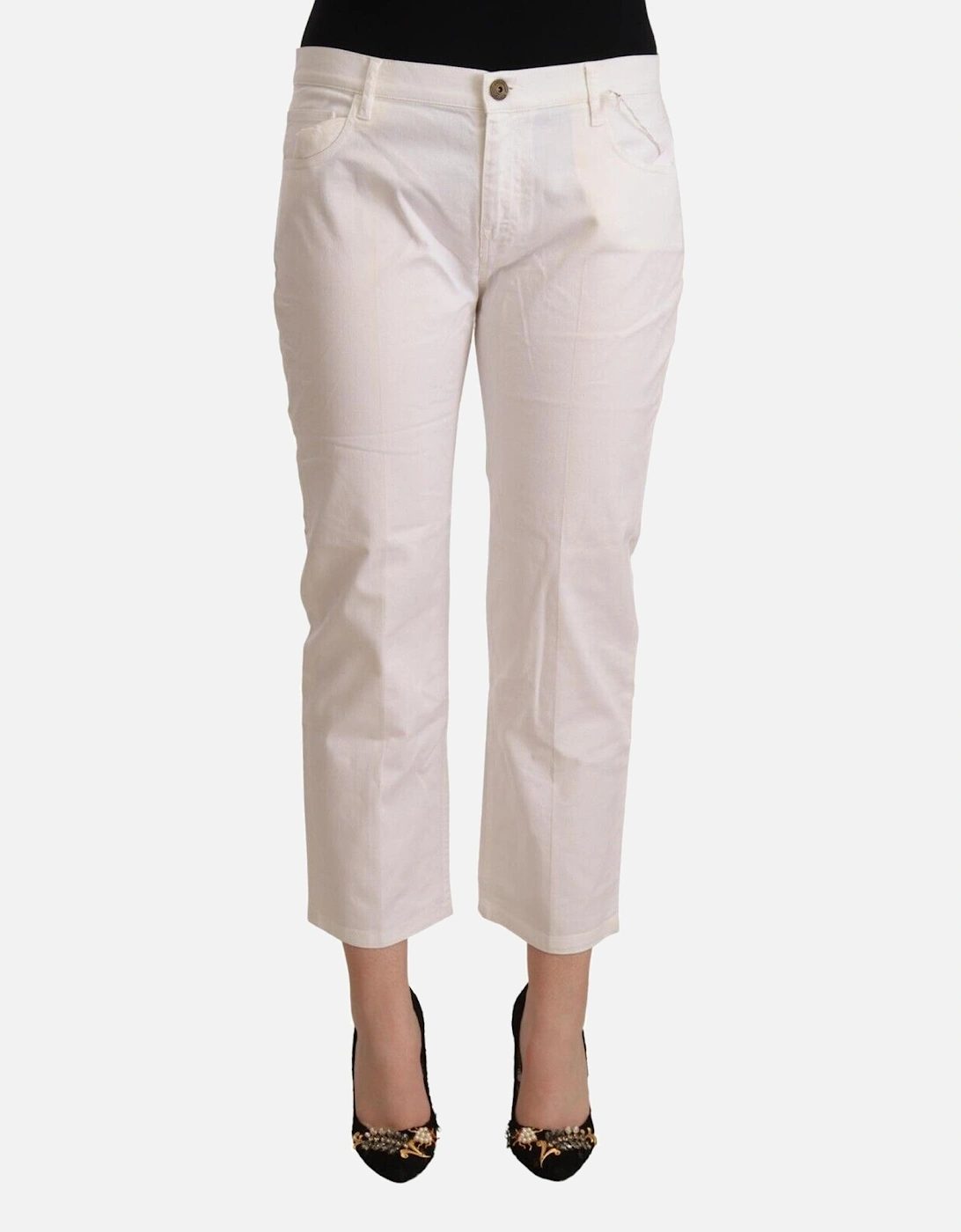 Casual Pants Cropped Style Women - White Jeans, 4 of 3