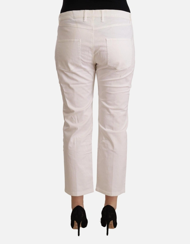 Casual Pants Cropped Style Women - White Jeans