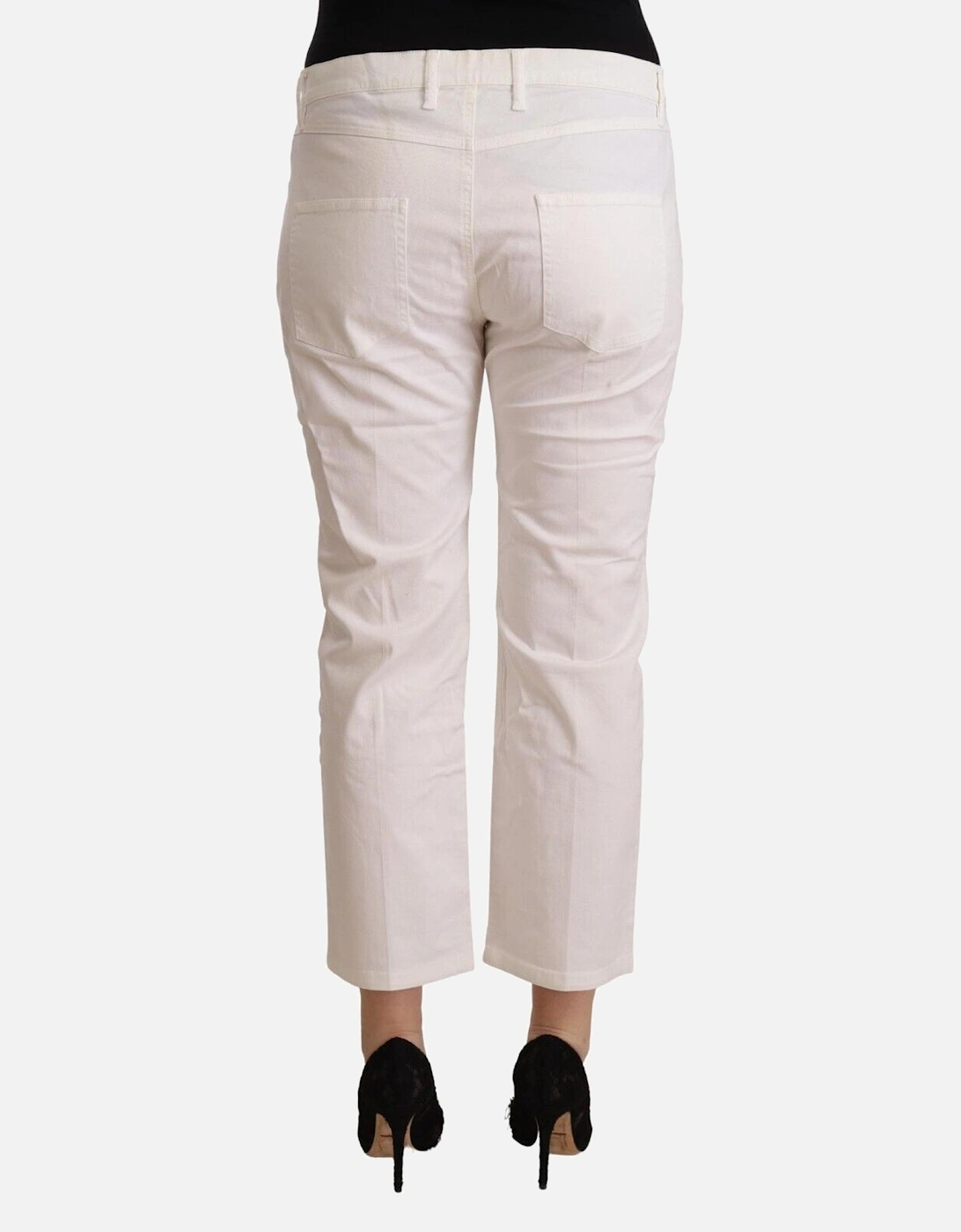 Casual Pants Cropped Style Women - White Jeans