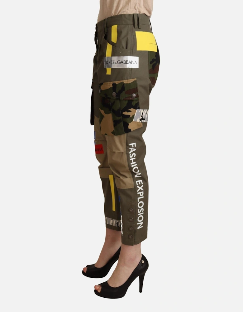 Multicolor Camo Patchwork Trousers PAN72085 Women - Green Jeans