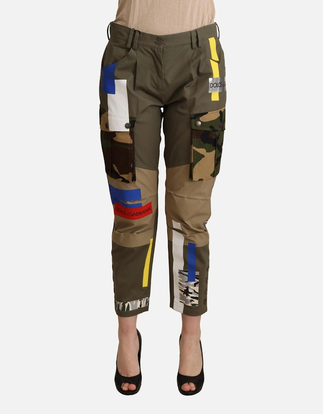 Multicolor Camo Patchwork Trousers PAN72085 Women - Green Jeans, 4 of 3