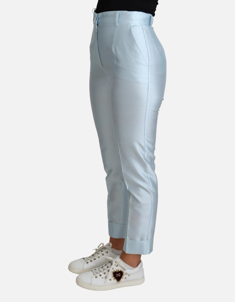 Dolce Gabbana Light Blue Silk Trousers Women Jeans
