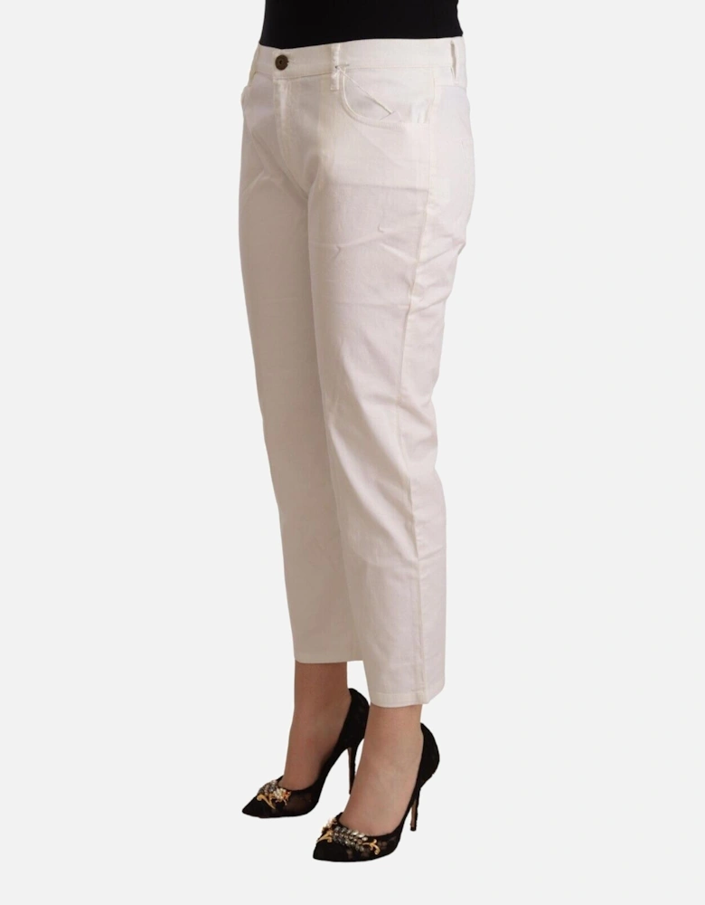 Casual Pants Cropped Style Women - White Jeans