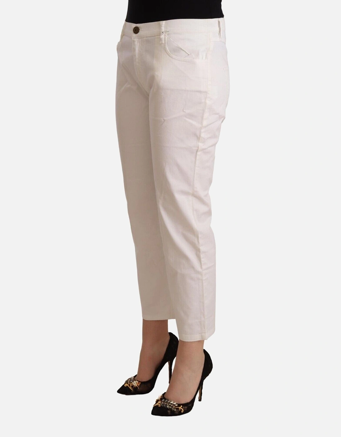 Casual Pants Cropped Style Women - White Jeans