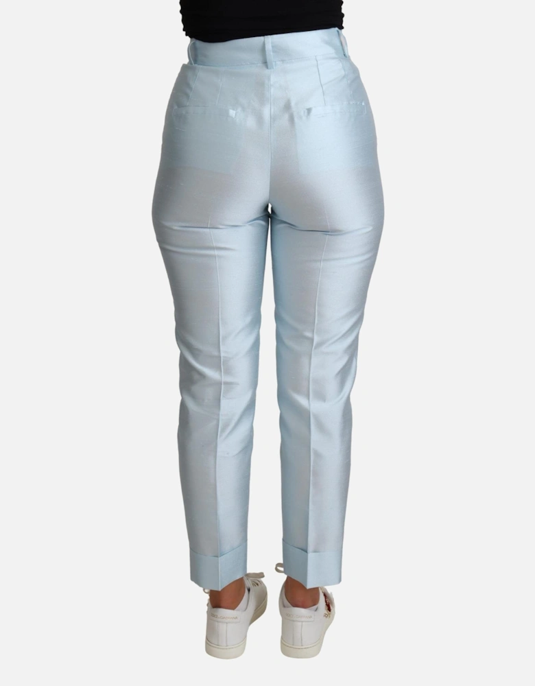 Dolce Gabbana Light Blue Silk Trousers Women Jeans