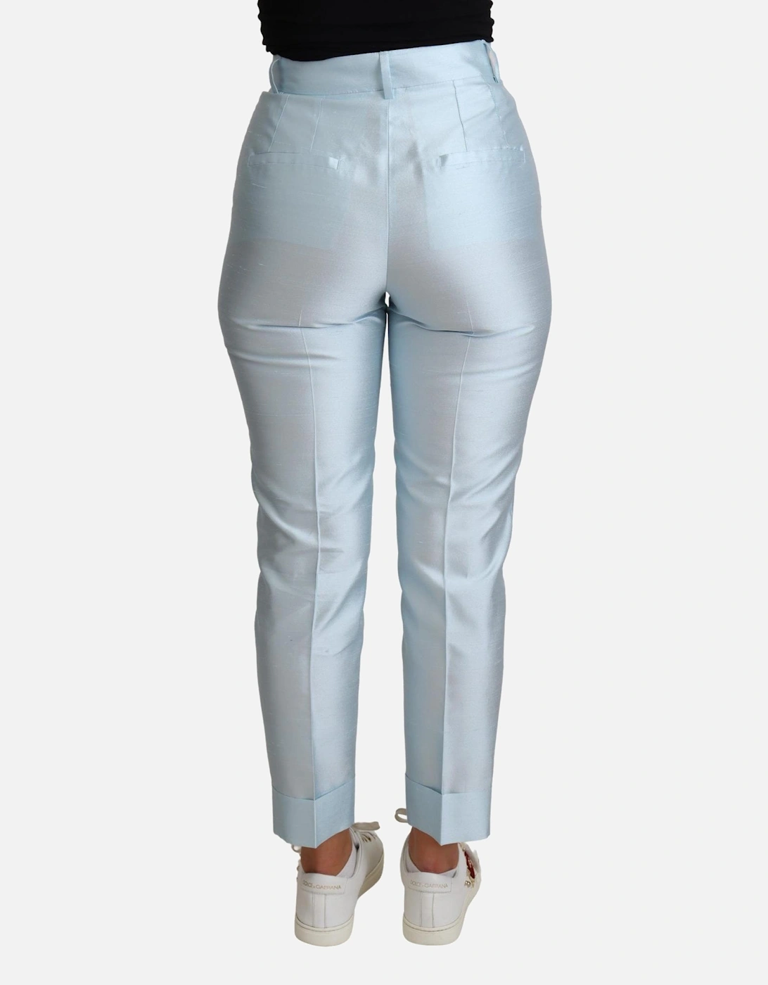 Dolce Gabbana Light Blue Silk Trousers Women Jeans