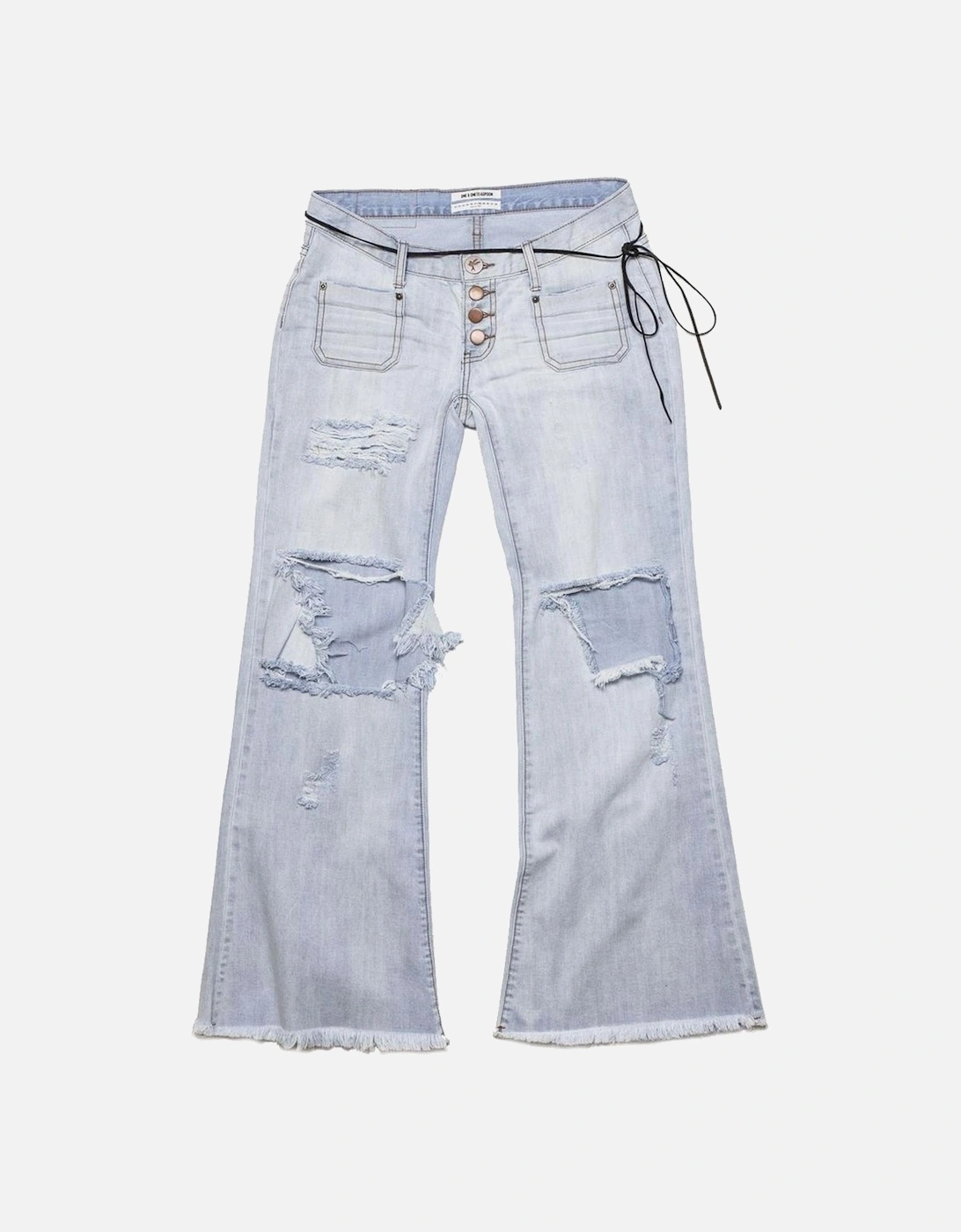 Organic Cotton Flared Jeans with Distressed Details Women - Light Blue, 5 of 4