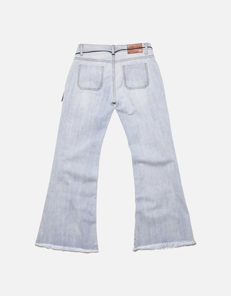 Organic Cotton Flared Jeans with Distressed Details Women - Light Blue