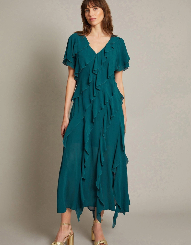 Renata Frill Dress - Teal