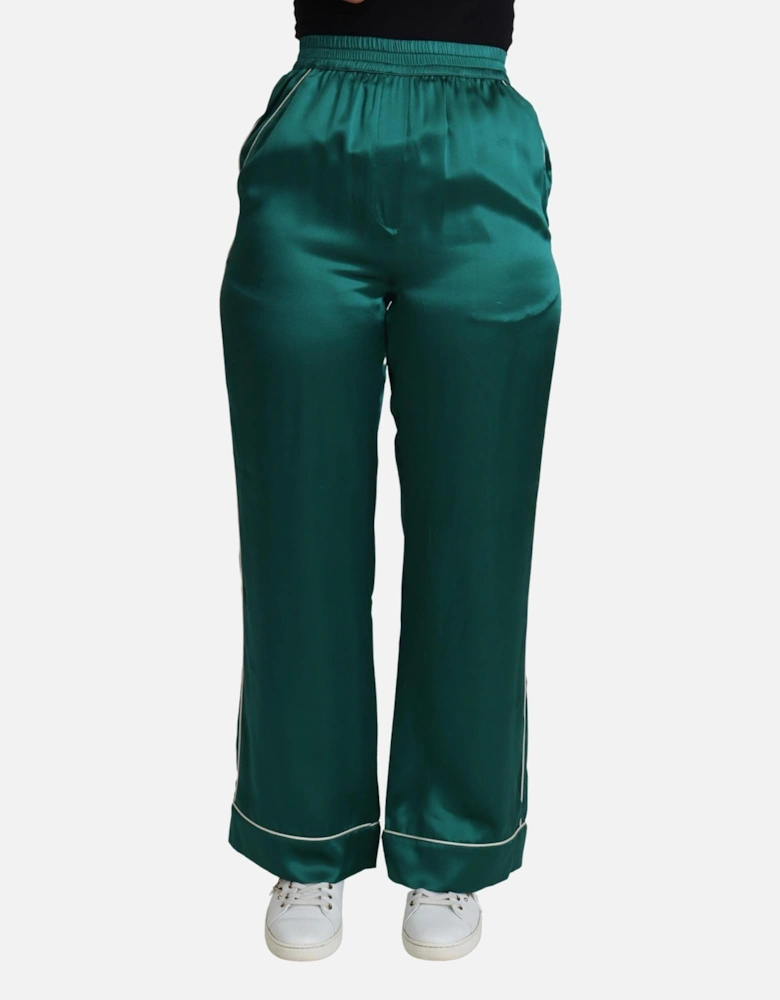 Dolce Gabbana Silk Satin Trousers Emerald Green Women Jeans