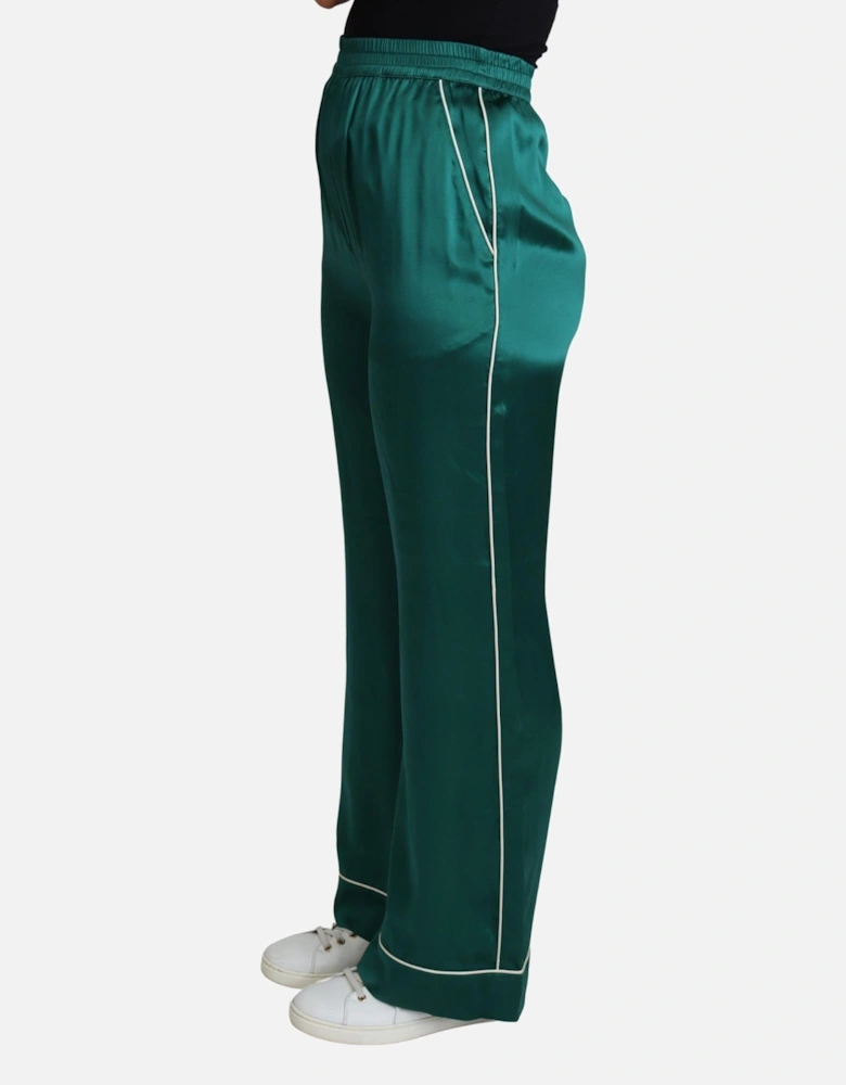 Dolce Gabbana Silk Satin Trousers Emerald Green Women Jeans