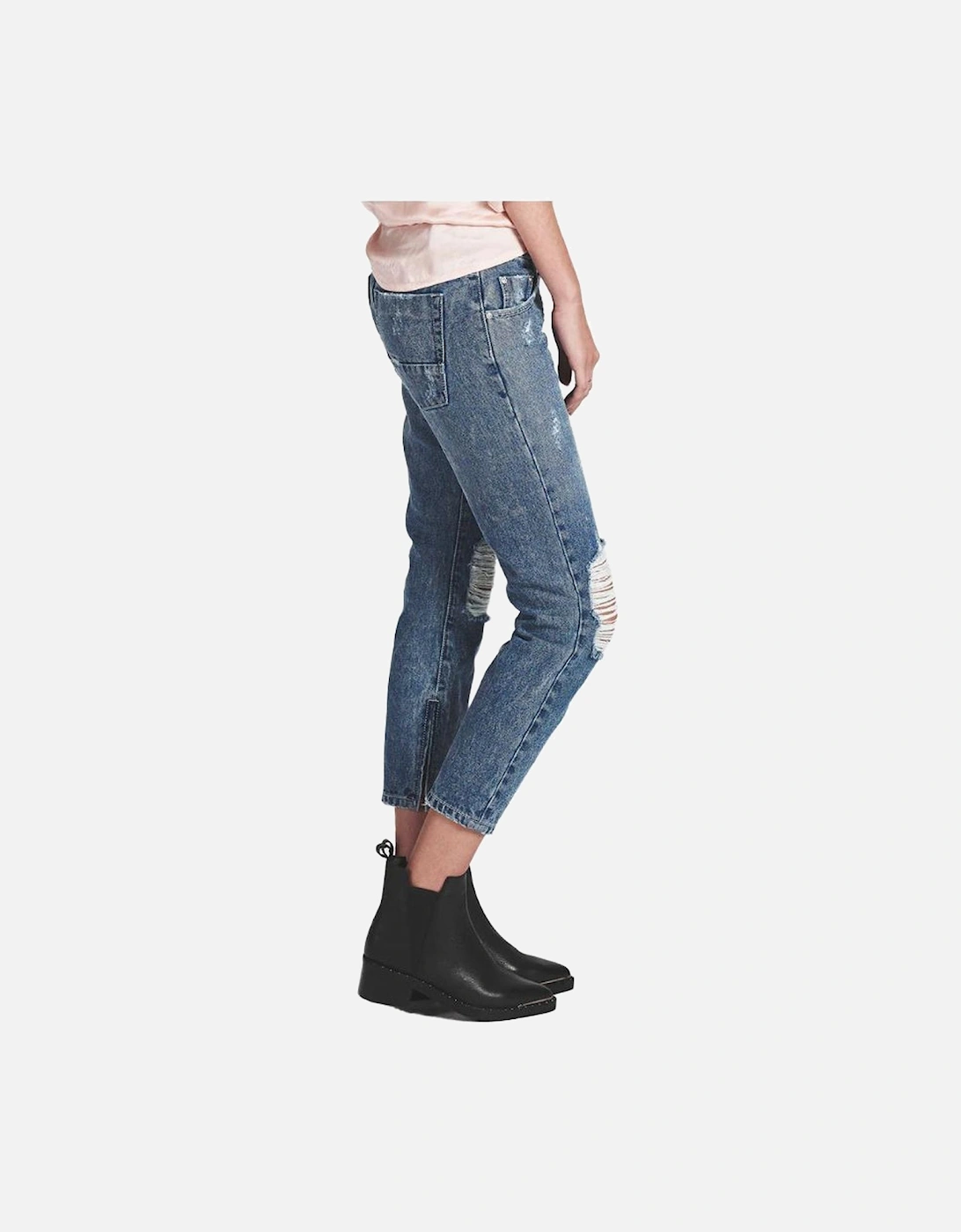 Organic Cotton Regular Fit Jeans with Knee Tears and Ankle Zips Women