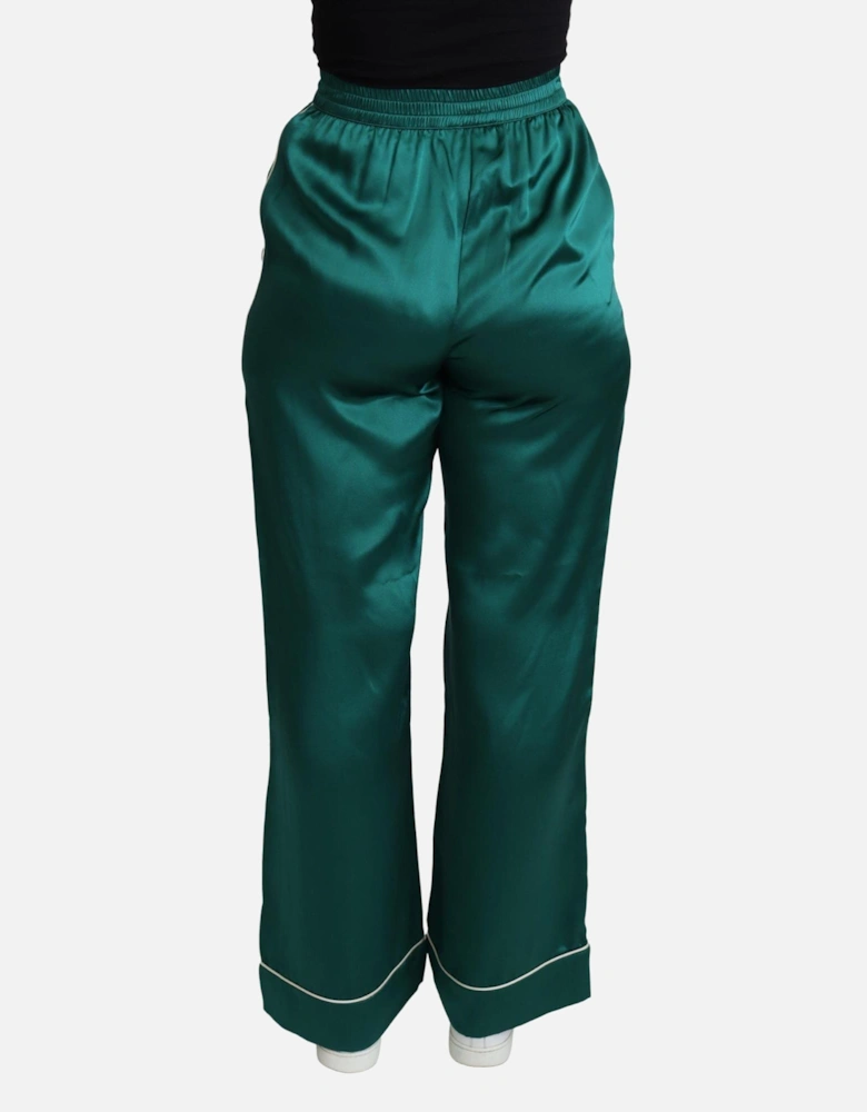 Dolce Gabbana Silk Satin Trousers Emerald Green Women Jeans