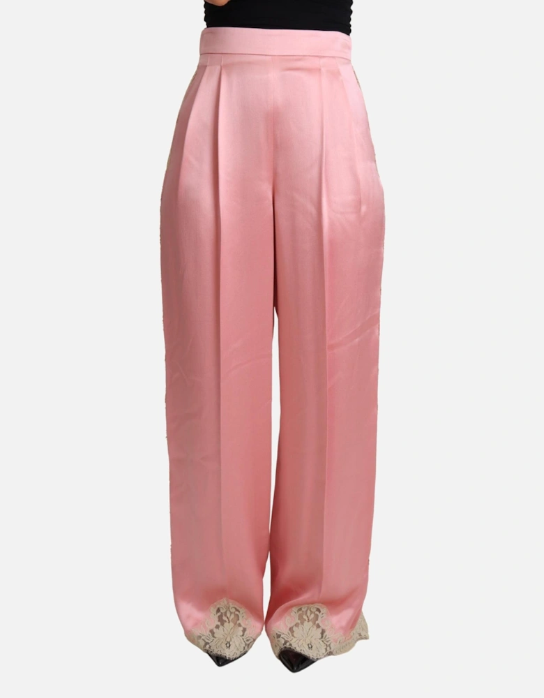 Dolce Gabbana Wide Leg Silk Pants Women - Pink Jeans