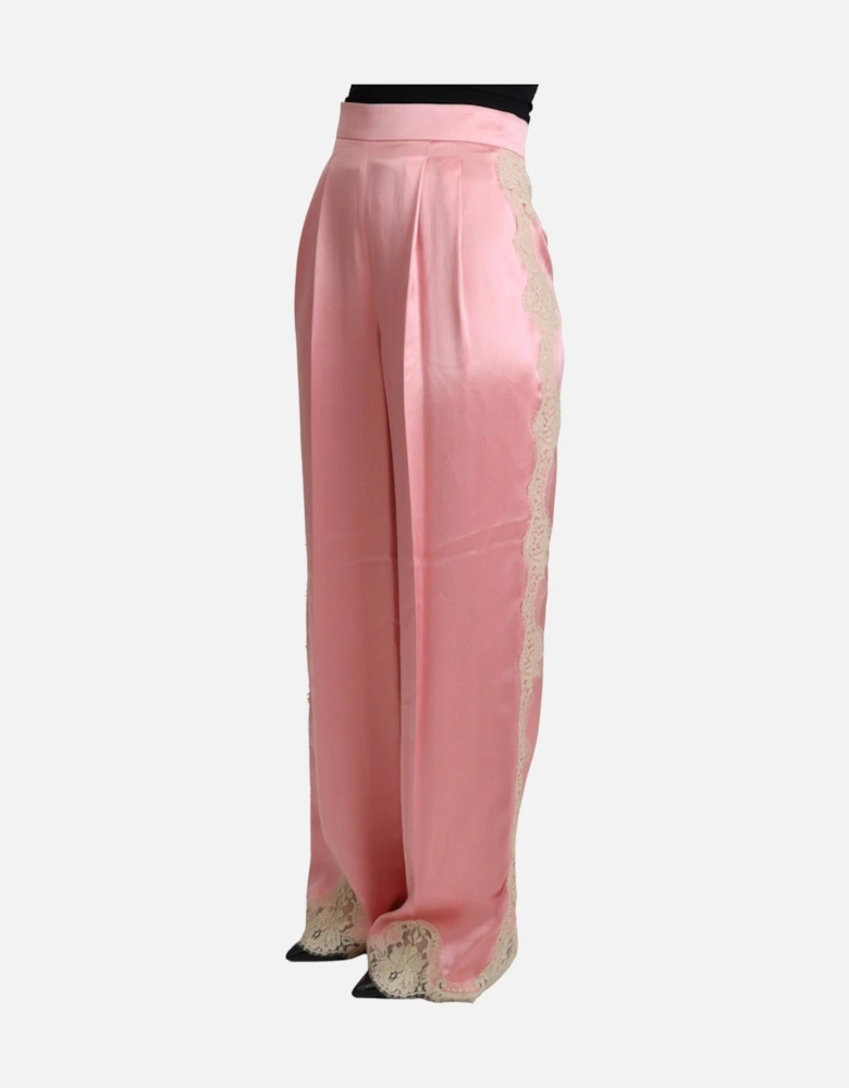 Dolce Gabbana Wide Leg Silk Pants Women - Pink Jeans