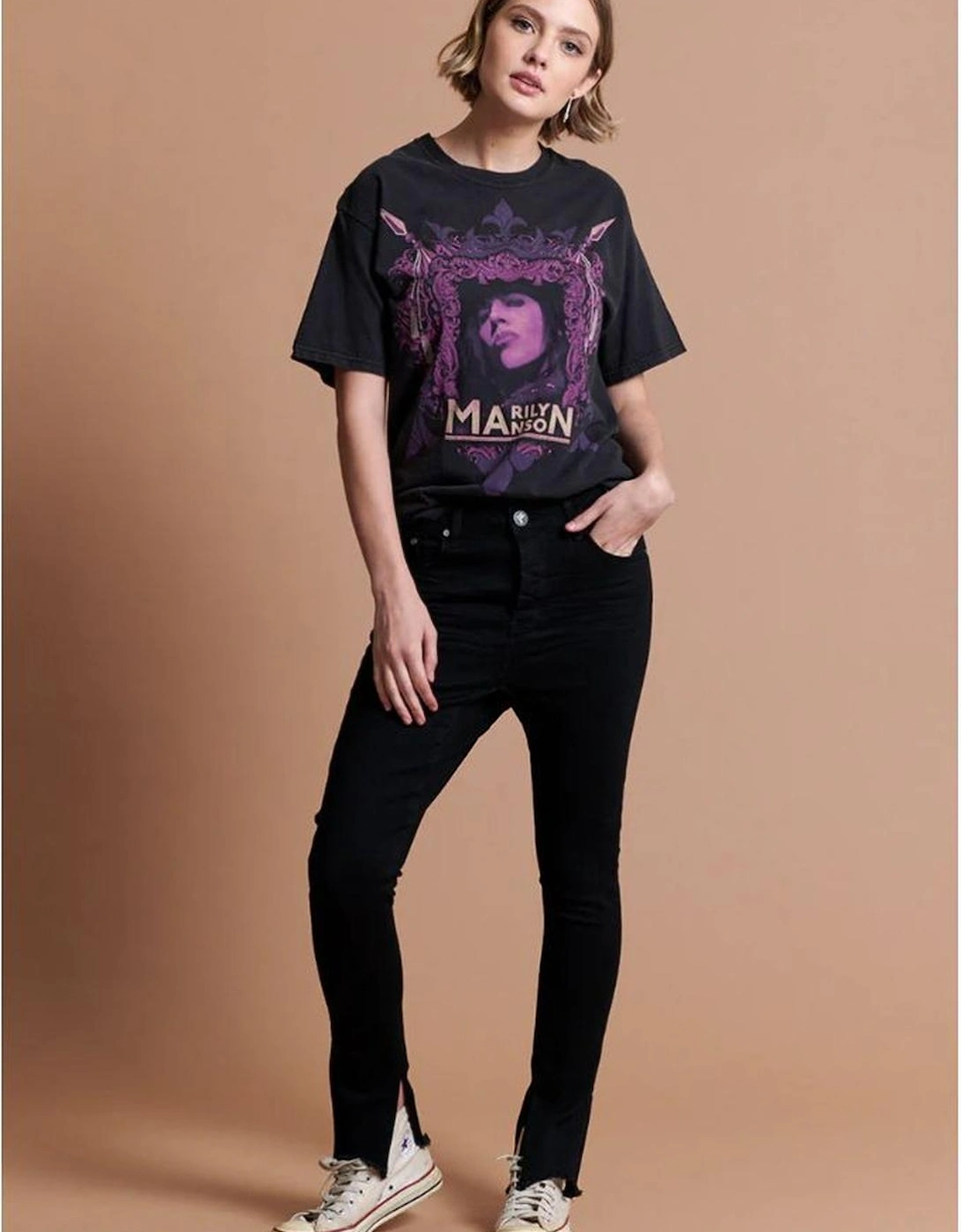 Organic Cotton High Waisted Skinny Jeans with Irregular Ankles Women -