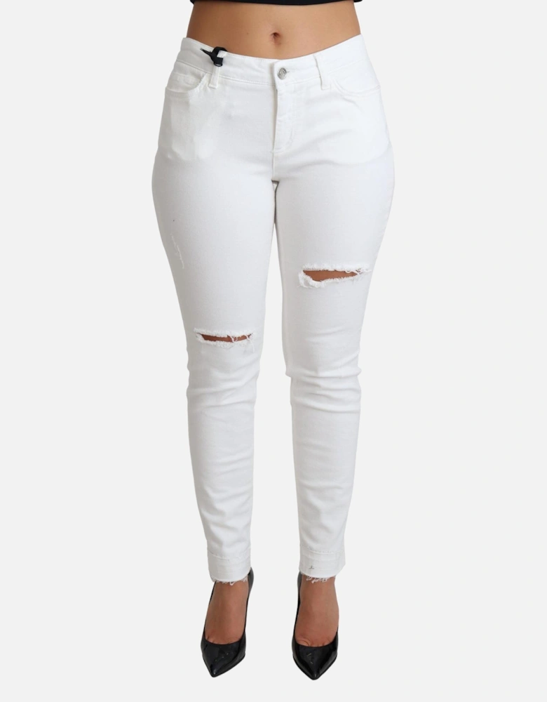 Ripped Skinny Jeans White Distressed Women Jeans