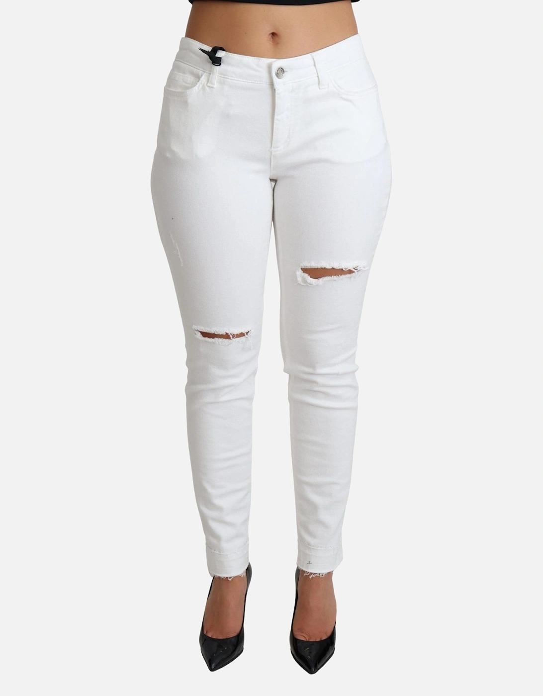 Ripped Skinny Jeans White Distressed Women Jeans, 4 of 3