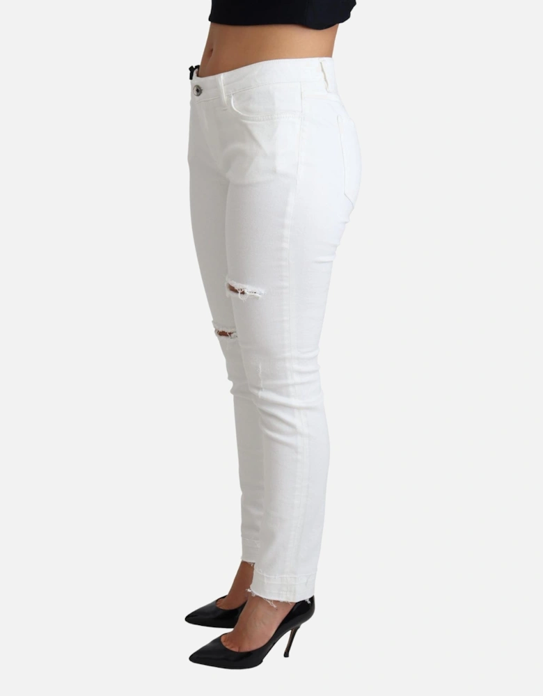 Ripped Skinny Jeans White Distressed Women Jeans