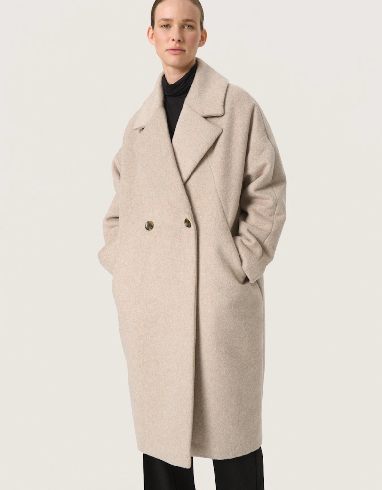 Calliope Double-Breasted Coat - Neutral - Cream