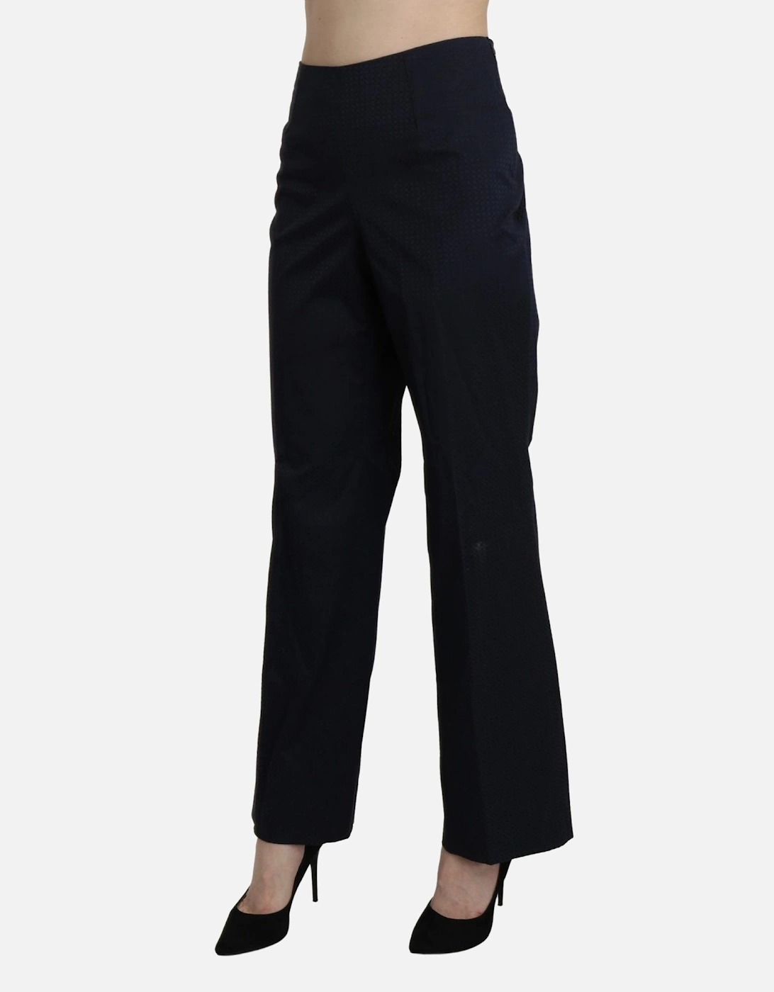 High Waist Straight Cotton Pants Women - Navy Blue Jeans