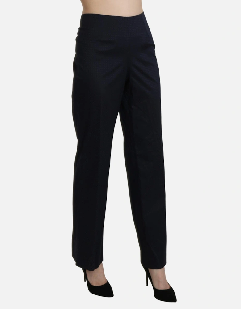 High Waist Straight Cotton Pants Women - Navy Blue Jeans
